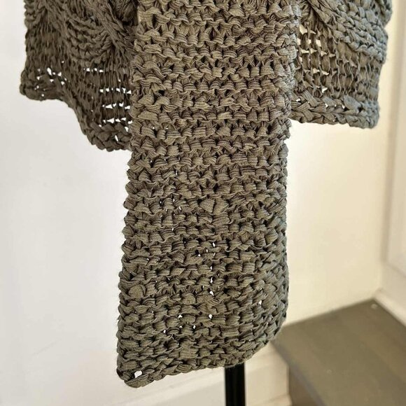 OUI Olive Sculptural Open-Knit Tape-Yarn Sweater with Braided Hem – EU M - Picture 7 of 8